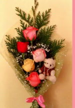 Ramo 5 rosas mas osito llavero, imagen-2